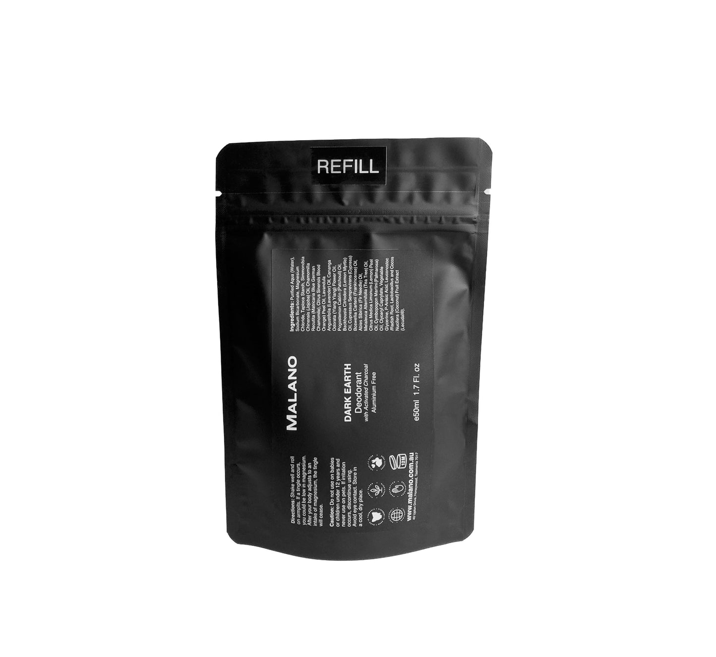 Dark Earth Aluminium Free Deodorant 50mL pouch by Malano