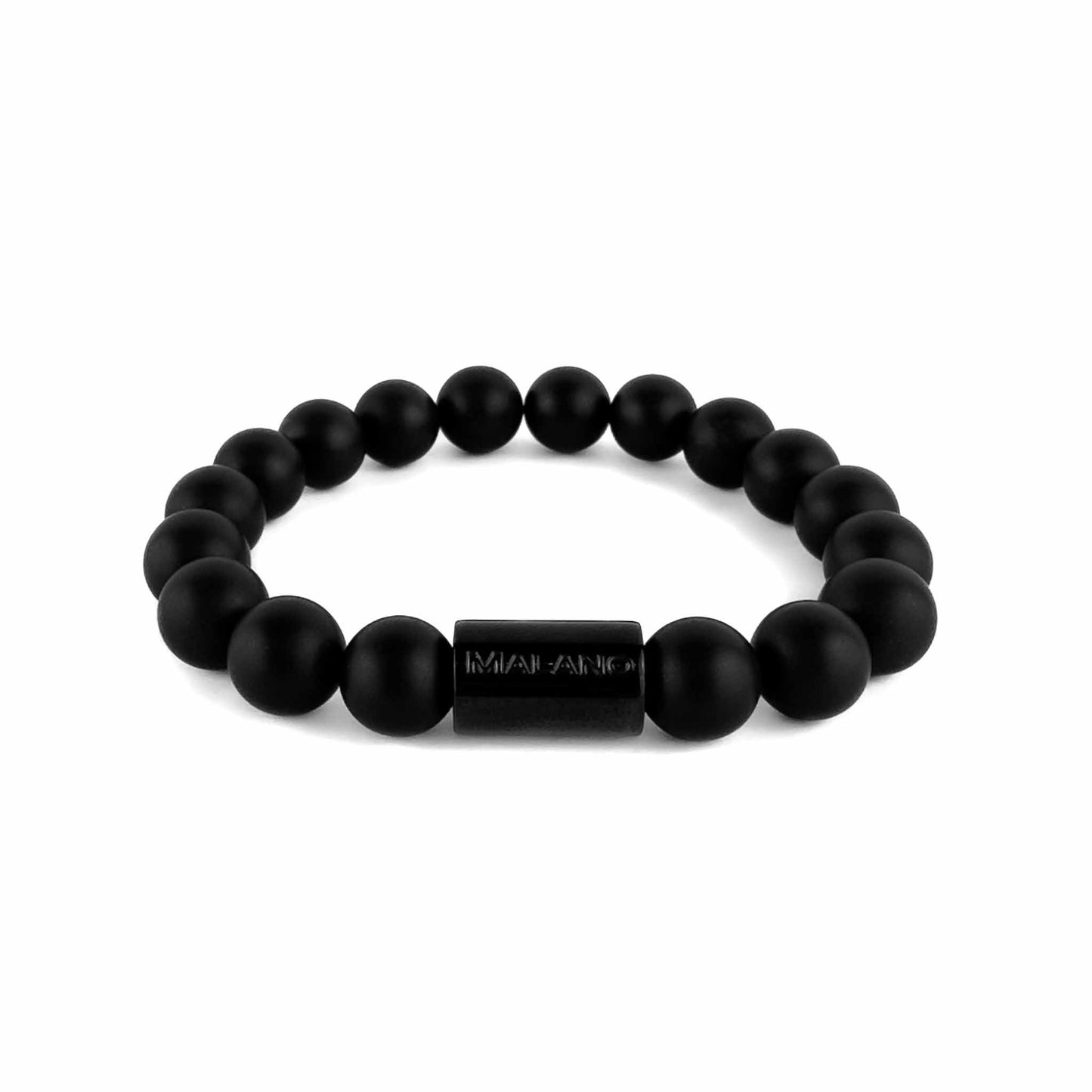 Malano branded 10mm Matte Black Onyx bead bracelet.