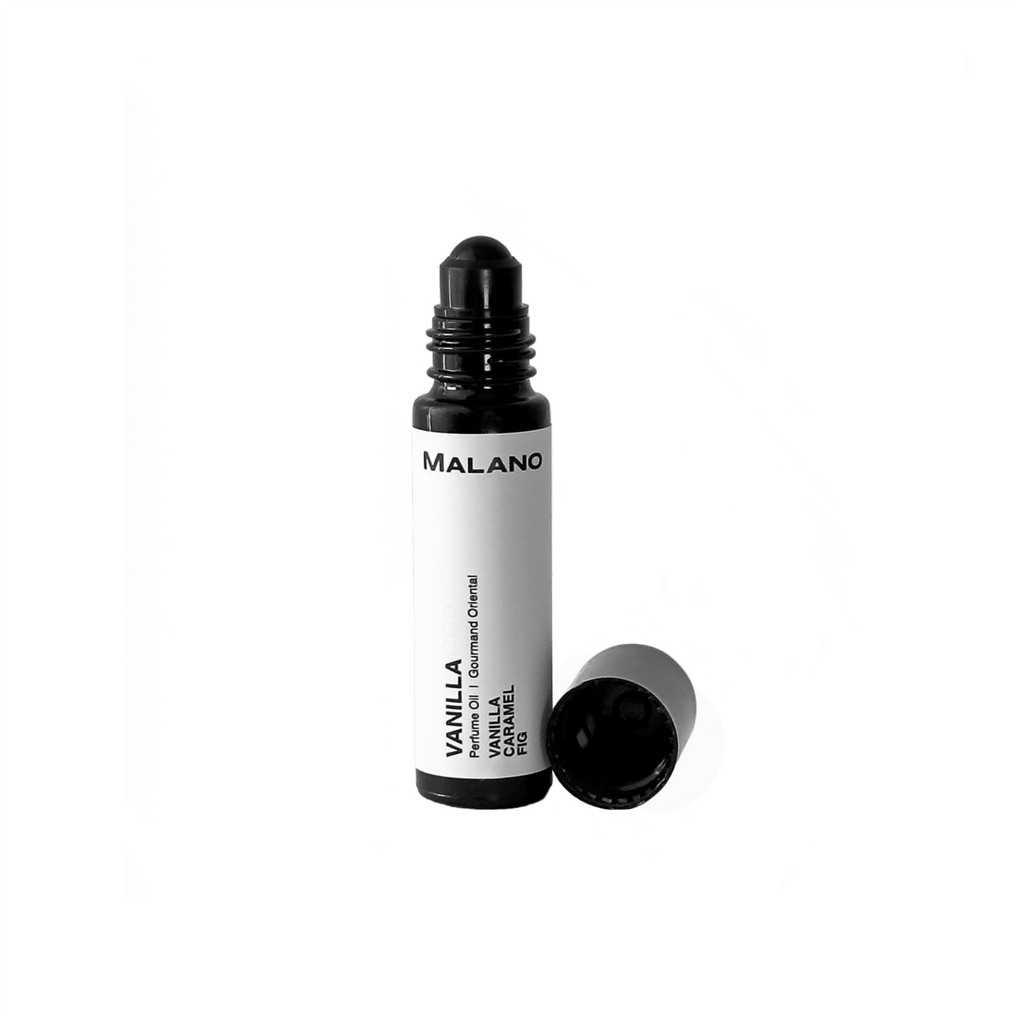 Malano Vanilla Roll On Perfume rollerball on a white background